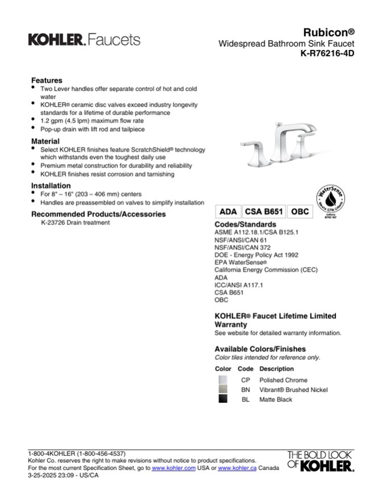 Rubicon 8 in. Widespread 2-Handle Bathroom Faucet in Vibrant Brushed Nickel