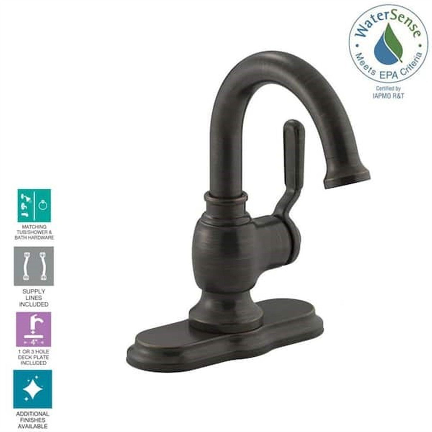 Kohler Worth Single Hole Bathroom Faucet Oil Rubbed Bronze K-R76255-4D-2BZ ✅