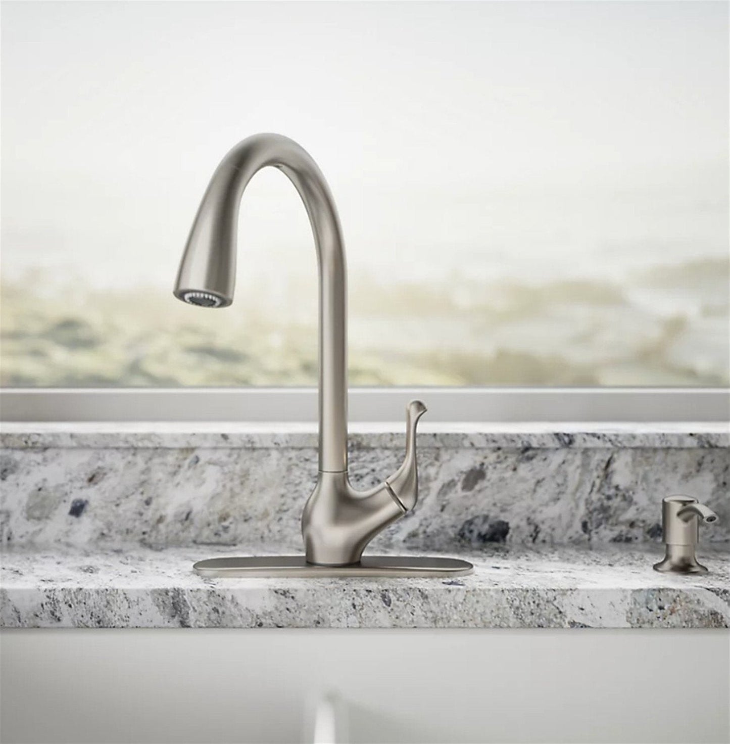 KOHLER Barossa Touchless Single Handle Pull Vibrant Stainless K-R78035-SD-VS