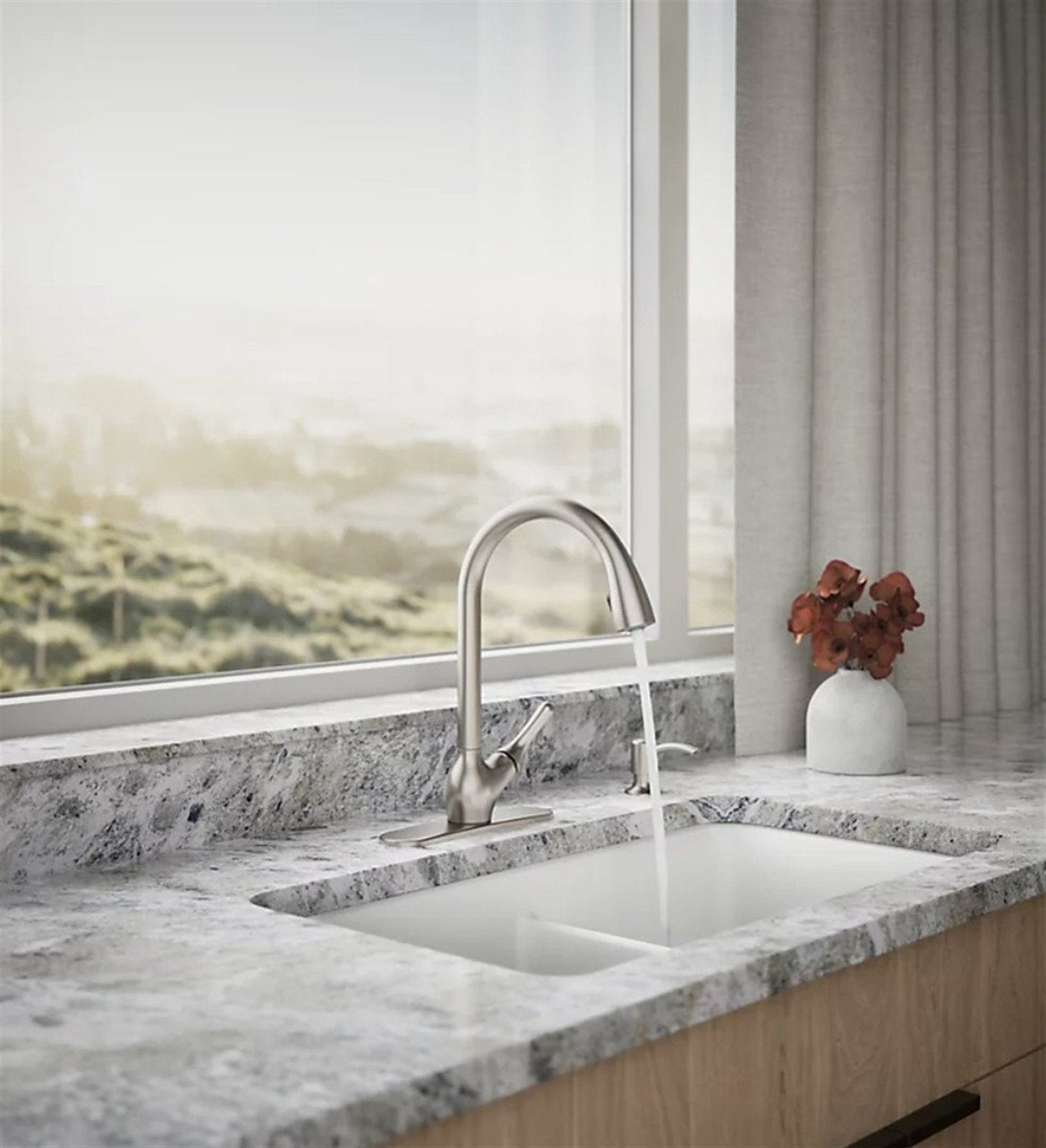 KOHLER Barossa Touchless Single Handle Pull Vibrant Stainless K-R78035-SD-VS