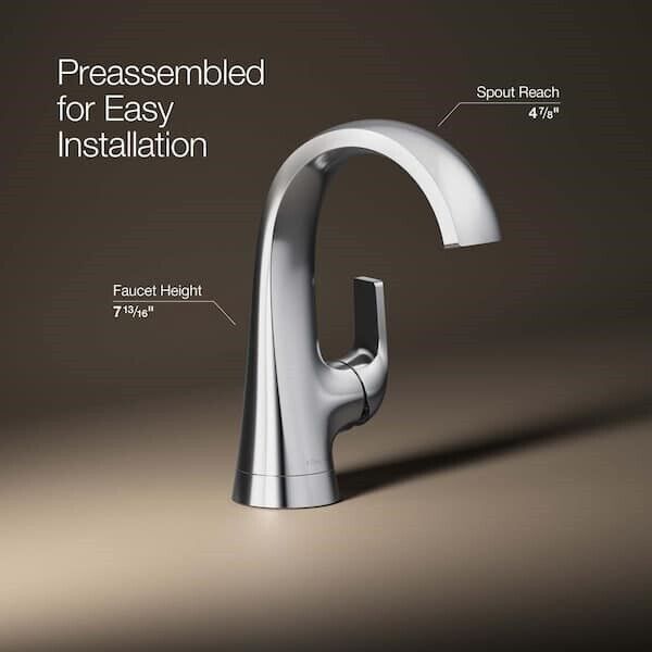 Kohler Cursiva Single Hole Bathroom Faucet Polished Chrome K-R30577-4D-CP