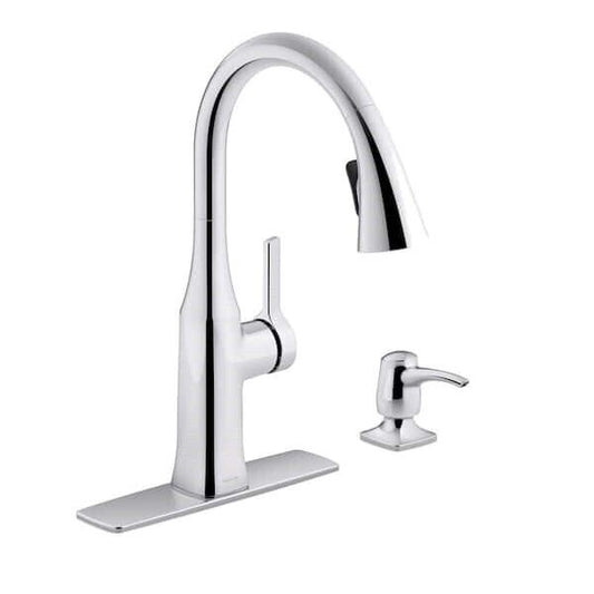 Kohler Rubicon 1 Hole Pull Down Kitchen Faucet in Polished Chrome K-R20147-SD-CP