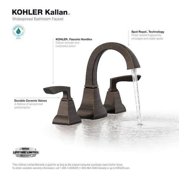 Kohler Kallan 8 in. Widespread Bathroom Faucet Oil-Rubbed Bronze K-R24056-4D-2BZ