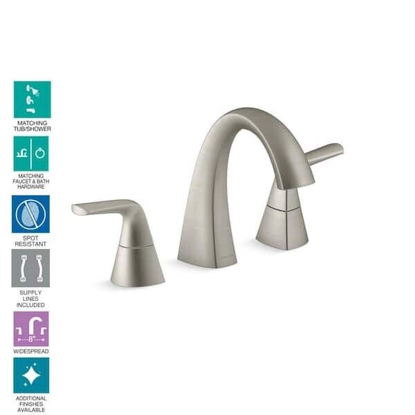 Kohler Elmbrook 8 in. Widespread Bathroom Faucet Brushed Nickel K-R21996-4D-BN