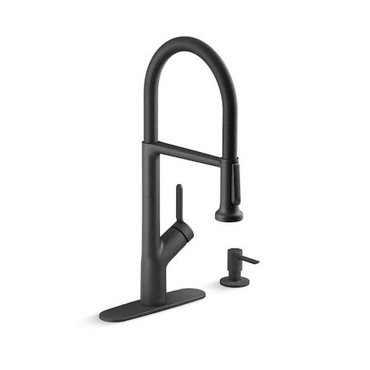 Kohler Setra 1 Hole Standard Kitchen Faucet in Matte Black K-R29343-SD-BL