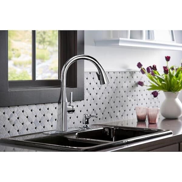 Kohler Rubicon 1 Hole Pull Down Kitchen Faucet in Polished Chrome K-R20147-SD-CP