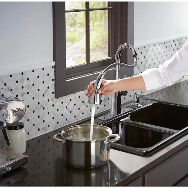 Kohler Rubicon 1 Hole Pull Down Kitchen Faucet in Polished Chrome K-R20147-SD-CP