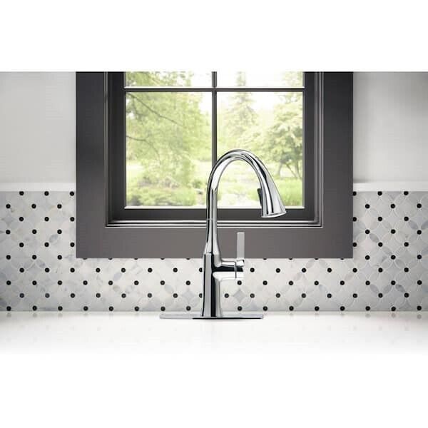 Kohler Rubicon 1 Hole Pull Down Kitchen Faucet in Polished Chrome K-R20147-SD-CP