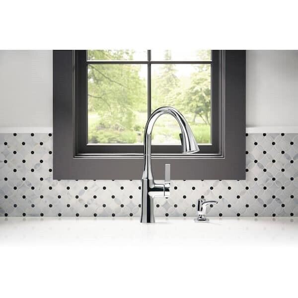 Kohler Rubicon 1 Hole Pull Down Kitchen Faucet in Polished Chrome K-R20147-SD-CP