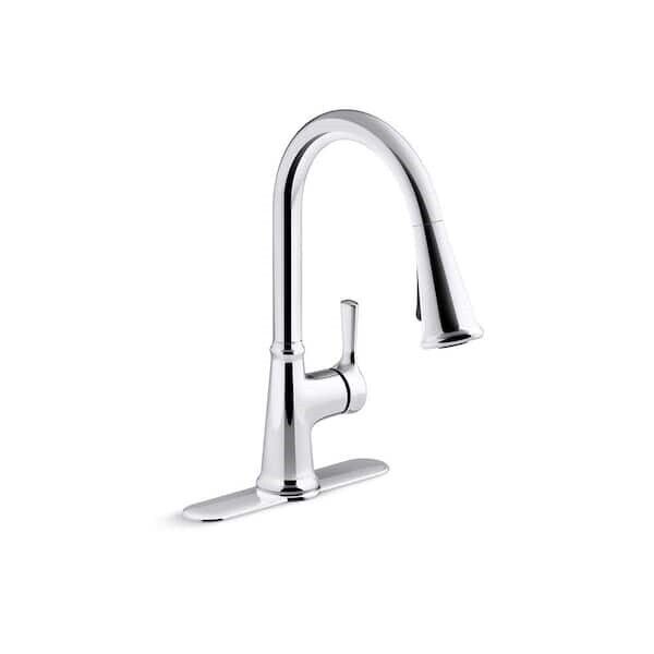 Kohler Tyne 1 Hole Pull Down Kitchen Faucet in Polished Chrome K-R21415-CP