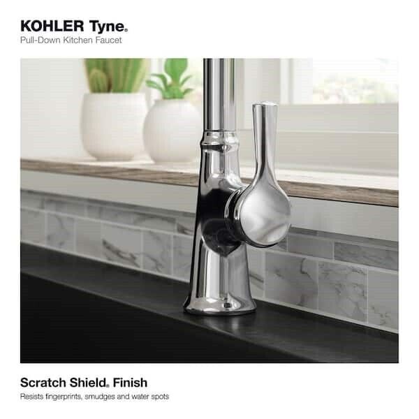 Kohler Tyne 1 Hole Pull Down Kitchen Faucet in Polished Chrome K-R21415-CP