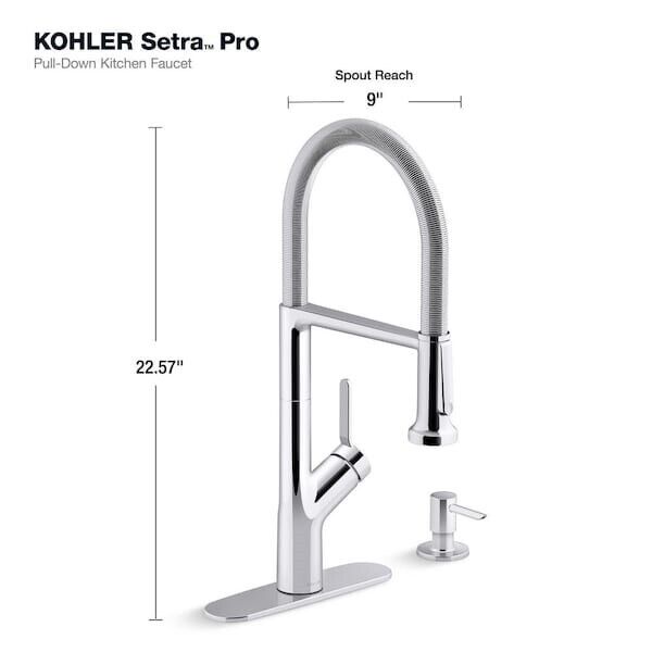 Kohler Setra 1 Hole Standard Kitchen Faucet in Polished Chrome K-R29343-SD-CP