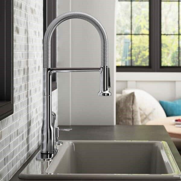 Kohler Setra 1 Hole Standard Kitchen Faucet in Polished Chrome K-R29343-SD-CP