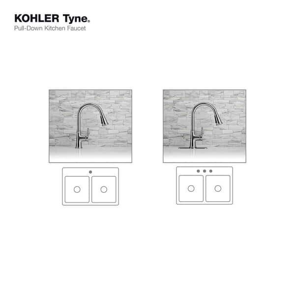 Kohler Tyne 1 Hole Pull Down Kitchen Faucet in Polished Chrome K-R21415-CP