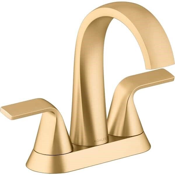 Kohler Cursiva 4"Centerset Bathroom Faucet Brushed Moderne Brass K-R30578-4D-2MB