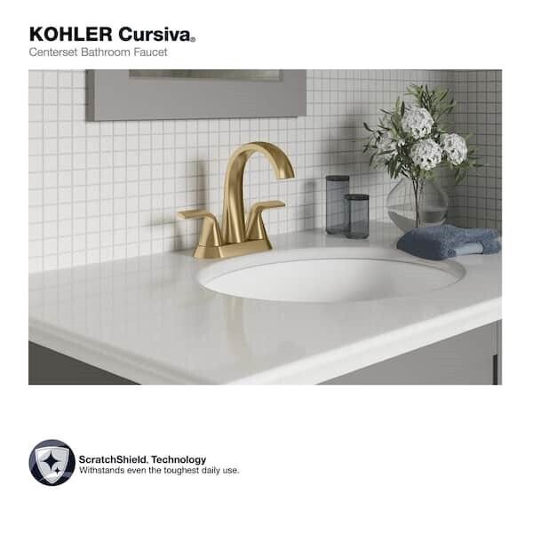 Kohler Cursiva 4"Centerset Bathroom Faucet Brushed Moderne Brass K-R30578-4D-2MB