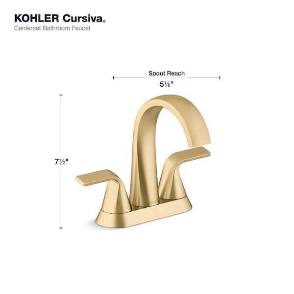 Kohler Cursiva 4"Centerset Bathroom Faucet Brushed Moderne Brass K-R30578-4D-2MB