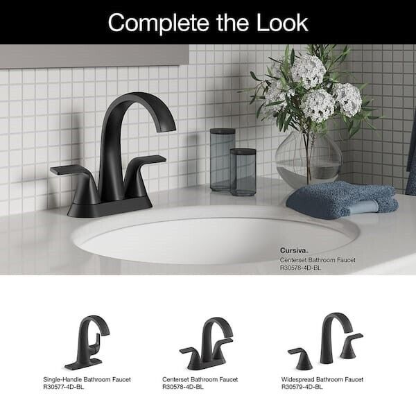 Kohler Cursiva 4 in. Centerset Bathroom Faucet Matte Black K-R30578-4D-BL