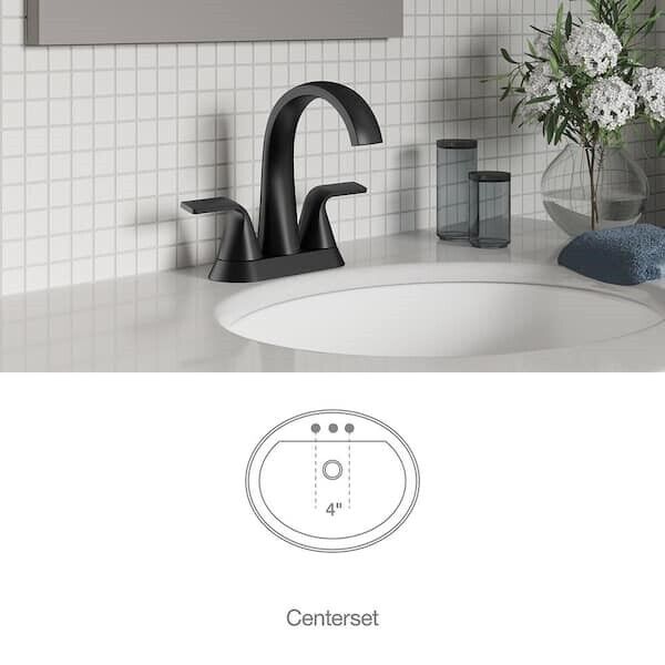 Kohler Cursiva 4 in. Centerset Bathroom Faucet Matte Black K-R30578-4D-BL