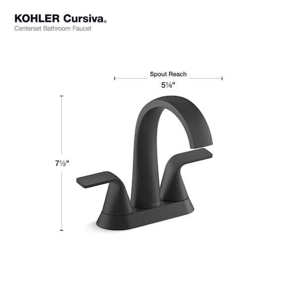 Kohler Cursiva 4 in. Centerset Bathroom Faucet Matte Black K-R30578-4D-BL