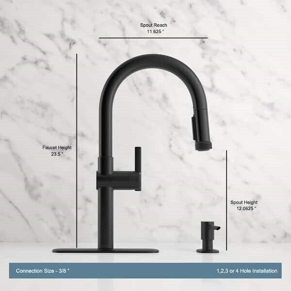 KOHLER Rune Kitchen Faucet 1-Handle Pull-Down Matte Black  K-R22153-SD-BL