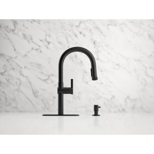 KOHLER Rune Kitchen Faucet 1-Handle Pull-Down Matte Black  K-R22153-SD-BL