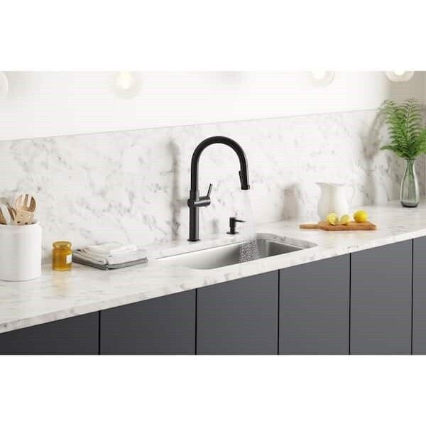 KOHLER Rune Kitchen Faucet 1-Handle Pull-Down Matte Black  K-R22153-SD-BL