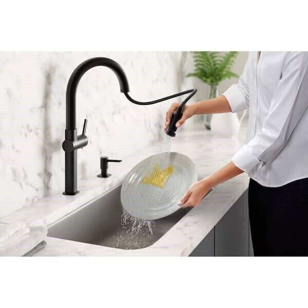 KOHLER Rune Kitchen Faucet 1-Handle Pull-Down Matte Black  K-R22153-SD-BL