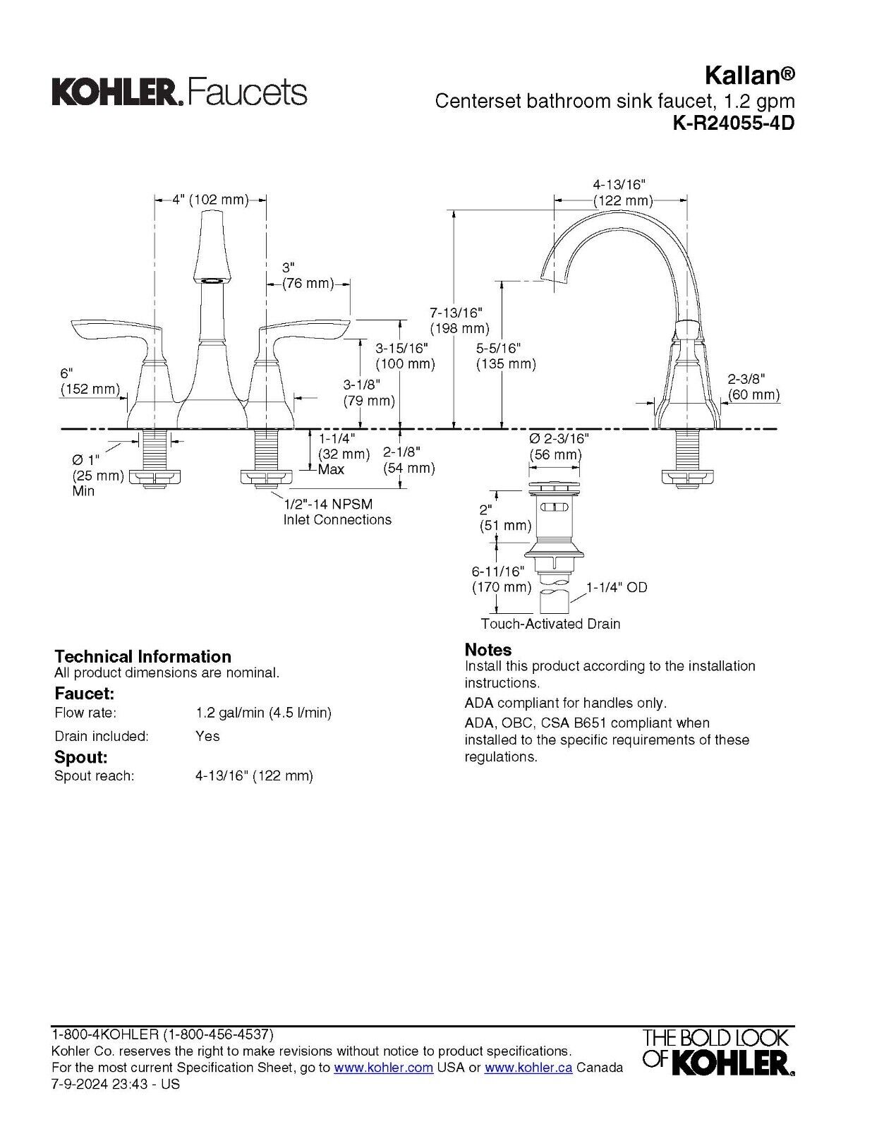 ✅ KOHLER Kallen Bathroom Faucet 2-Handle Oil-Rubbed Bronze R24055-4D-2BZ