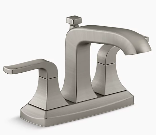 KOHLER Centerset Bathroom Faucet 4" 1.2-GPM Two-Handle in Vibrant Brushed Nickel