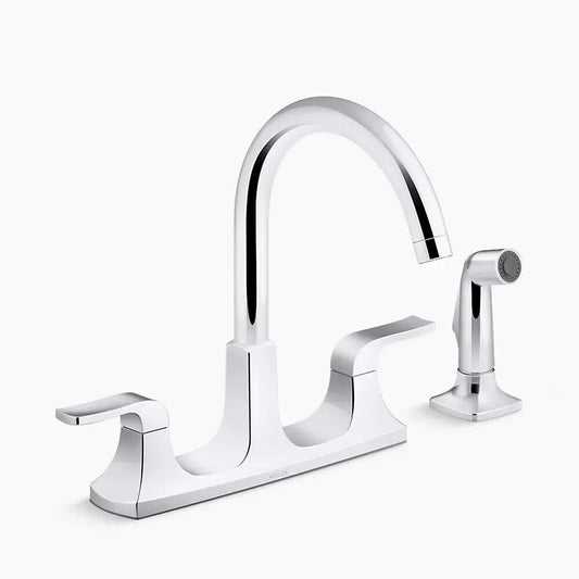 Kohler Rubicon R26582-CP Two-handle kitchen faucet with sidespray in Chrome