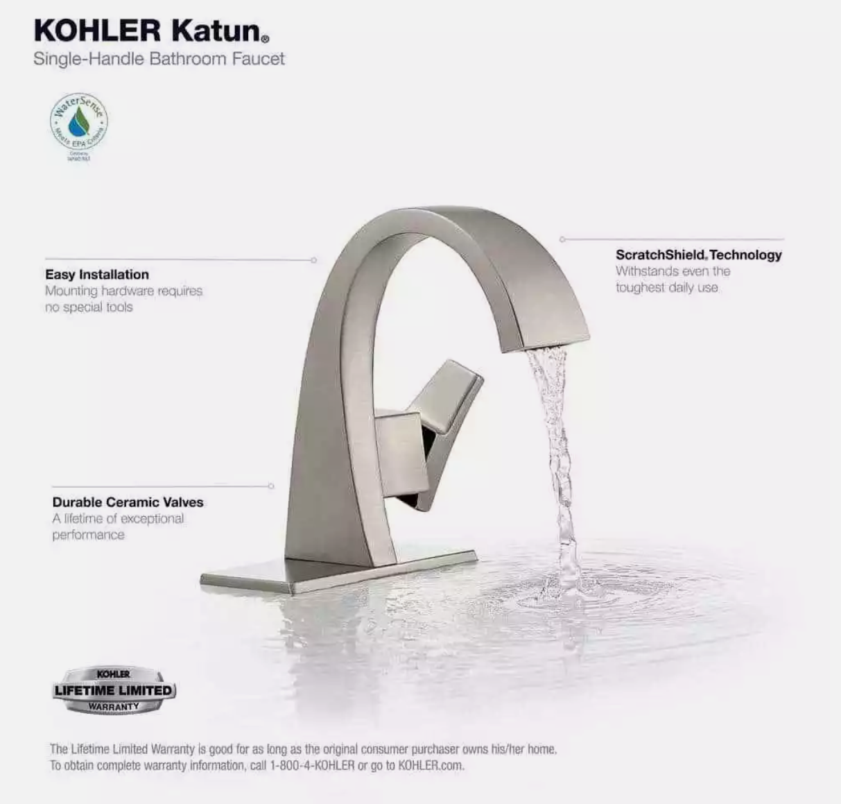 KOHLER Katun 4 in. Centerset 2-Handle Bathroom Faucet in Vibrant Brushed Nickel