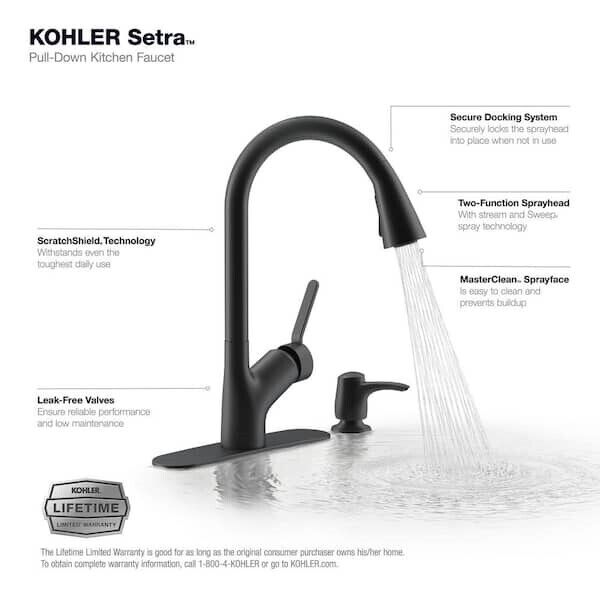 Setra Pull-down kitchen faucet with soap/lotion dispenser K-R22897-SD-BL