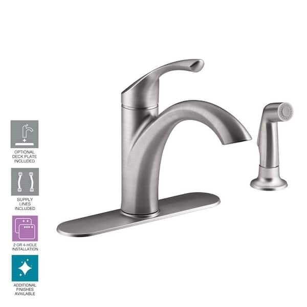 Kohler Mistos Kitchen Faucet 10" swing side spray Vibrant Stainless R72508-VS