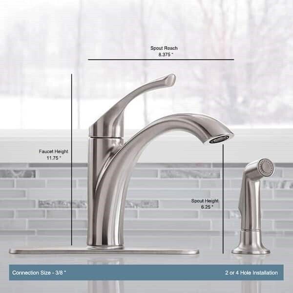 Kohler Mistos Kitchen Faucet 10" swing side spray Vibrant Stainless R72508-VS