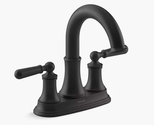 KOHLER 4 in. Centerset Bathroom Faucet 1.2gpm Double Handle High Arc Matte Black