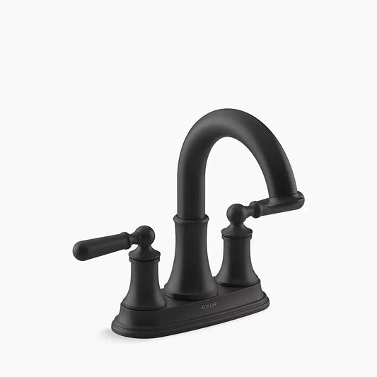 KOHLER Capilano 4 in. Centerset  2-Handle Bathroom Faucet in Matte Black