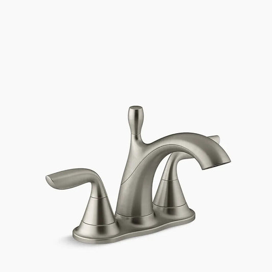 KOHLER Williamette 4 in. Centerset 2-HandleVibrant Brushed Nickel Bath Faucet