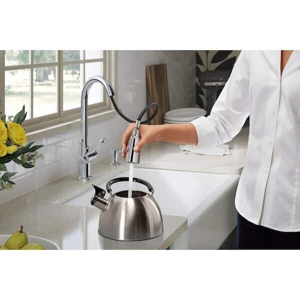 KOHLER Kitchen Faucet 17.25" Pull-Down Sprayer W/Soap Dispenser Polished Chrome