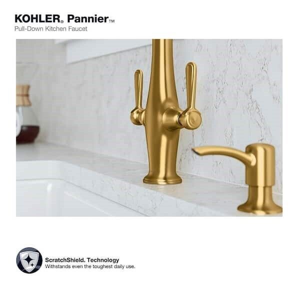 KOHLER K-R29473-SD-2MB Pannier Pull Down Sprayer Kitchen Faucet Brushed Brass