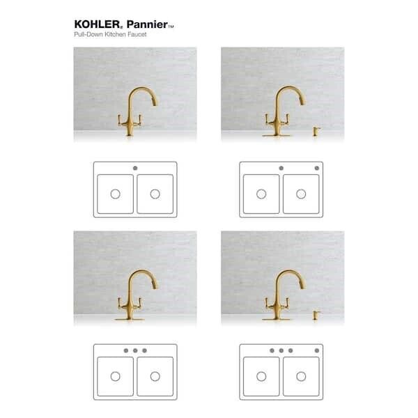 KOHLER K-R29473-SD-2MB Pannier Pull Down Sprayer Kitchen Faucet Brushed Brass