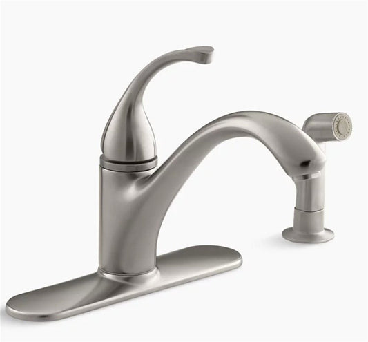 Kohler Forte Mid Arc Kitchen Faucet & Sidespray Vibrant Stainless K-10412-VS