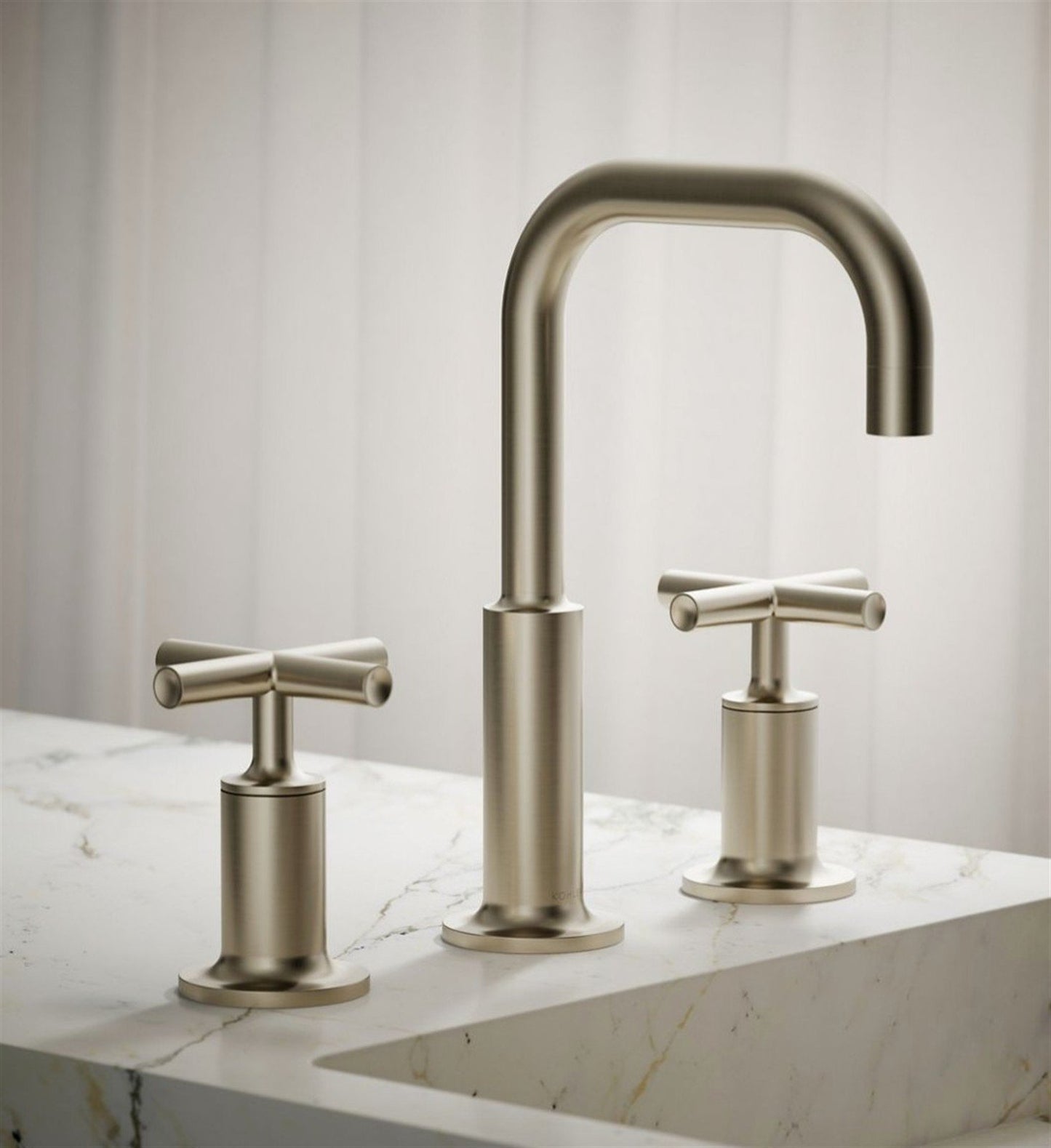 Kohler Purist Widespread bathroom faucet Cross hande Brushed Nickel K-14406-3-BN