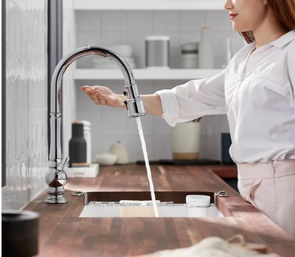 Kohler Artifacts 1 Hole Pull Down Kitchen Faucet in Polished Nickel K-29709-WB-VS