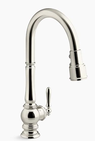 Kohler Artifacts 1 Hole Pull Down Kitchen Faucet in Polished Nickel K-29709-WB-VS