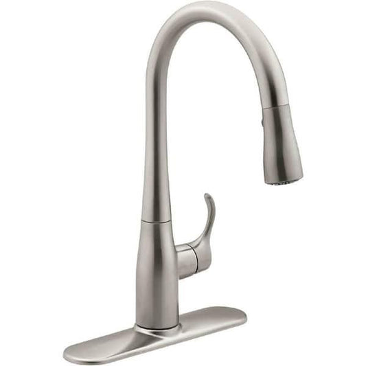 Kohler Simplice 1 Hole Pull Down Kitchen Faucet in Vibrant Stainless K-597-VS