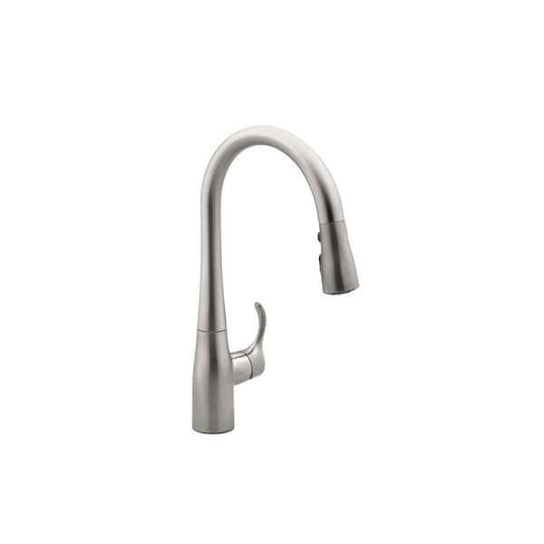 Kohler Simplice 1 Hole Pull Down Kitchen Faucet in Vibrant Stainless K-597-VS