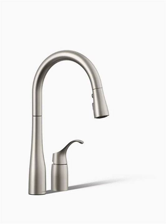 Kohler Simplice 1 Hole Pull Down Kitchen Faucet in Vibrant Stainless K-647-VS