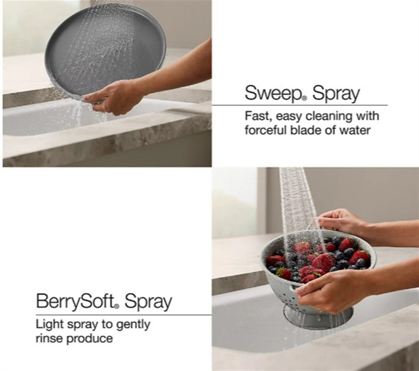 Artifacts Bridge kitchen sink faucet w/spray Vibrant Stainless K-76519-4-VS