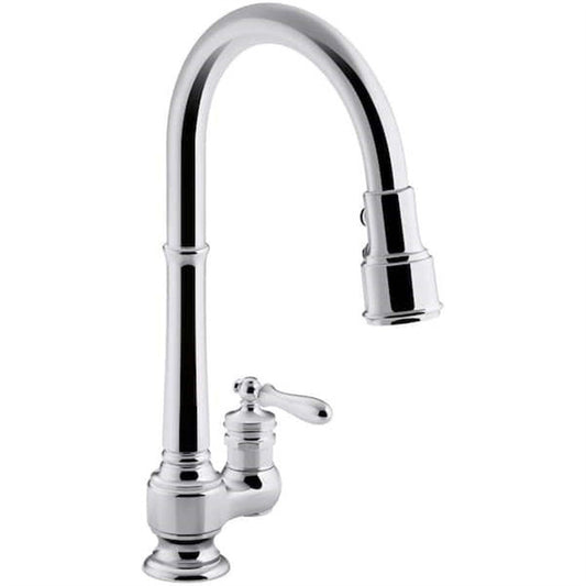 Kohler Artifacts 1 Hole Pull Down Kitchen Faucet in Polished Chrome K-99260-CP